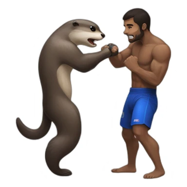 otter practicing mma with a dark haired guy sticker