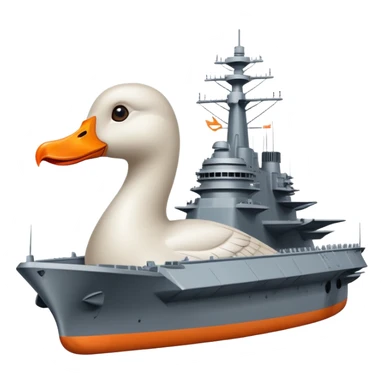 A battleship aircraft carrier hybrid with a goose head instead of the front command tower, with orange beak sticker