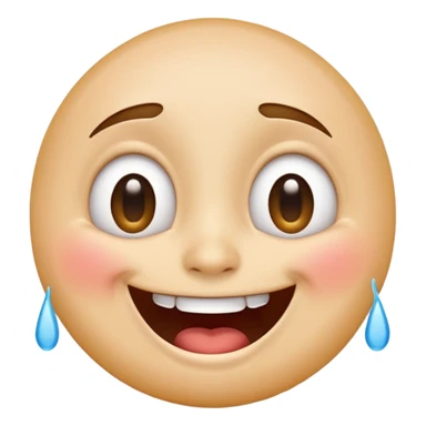 Emoji, laughing face with lots of tears of joy exactly from eyes, wide smile, big eyes sticker