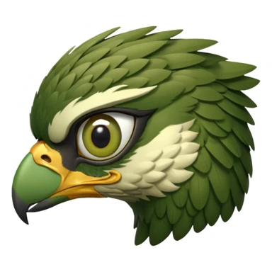close up of just the eye and nothing else at the side profile of the face of a green hawk that is looking away from the camera sticker