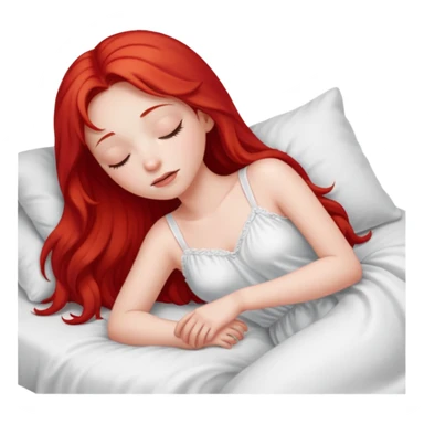 Red long hair girl sleeping in bed alone sticker