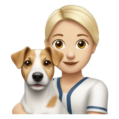 blonde girl and jack russell terrier sticker