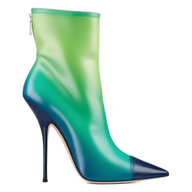 Realistic isolated top view of a pair of light teal,green,navy blue ombre Jimmy Choo stiletto high heel boots. sticker