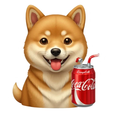 Shiba Jasper drinking Coca Cola  sticker