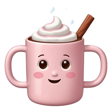 Light Pink mug of hot chocolate with marshmallows  sticker
