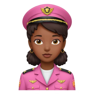 black girl in pink military uniform  sticker