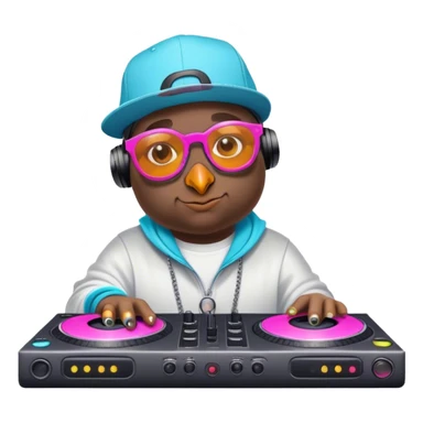 Rapper  pigeon as dj. Wearing neon glasses  sticker