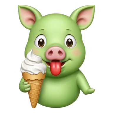 green pig with ice cream sticker
