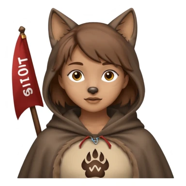 Wolf girl holding a banner that say #Wolf99 sticker