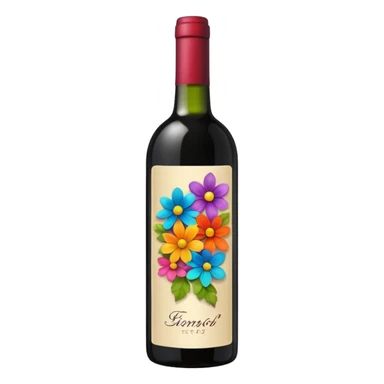 a flower decoration on a wine bottle sticker