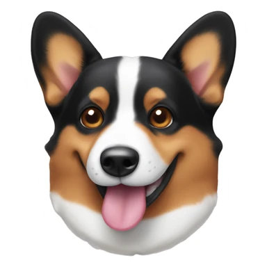 black and brown corgi sticking tongue out  sticker
