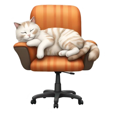 ragdoll cat sleeping on an office chair cream and orange stripes sticker