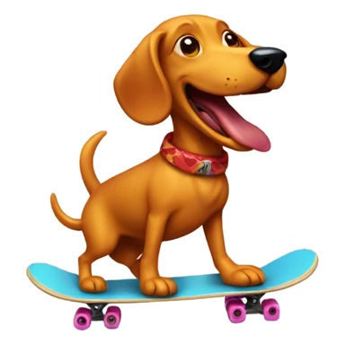 Fire breathing weenie dog riding a skateboard  sticker