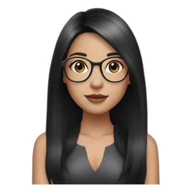 young white girl with rose gold glasses and black straight hair sticker