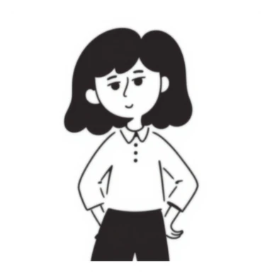 a girl looking confused, hand drawn doodle style sticker