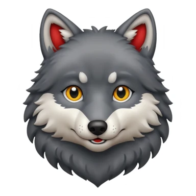 cute dark grey wolf inside heart sticker