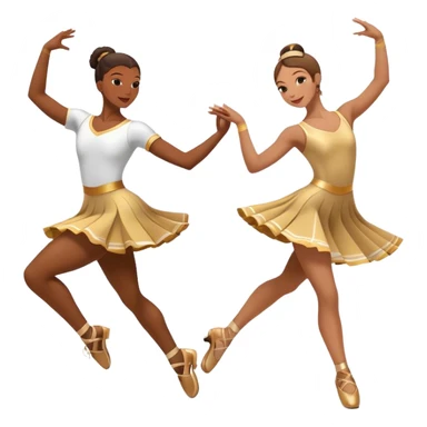 Icon for Sports Dance: a couple performing an energetic and synchronized dance, dressed in competitive dance attire, dance shoes, a rhythmically placed dance floor, and a competition backdrop. The icon should capture the athleticism, technique, and precision of sports dance. Transparent background. sticker