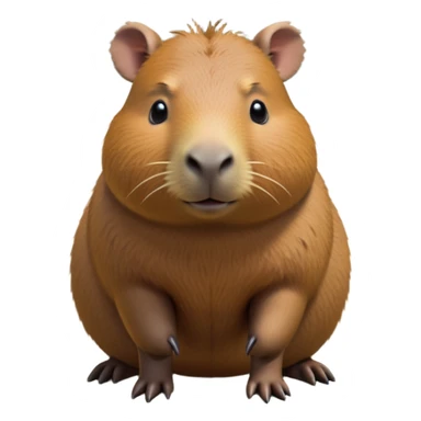 cinematic-capybara-realistic-full-body-on-all-fours-emoji,-plump-and-relaxed-body-soaking-in-the-warm-sun,-short-brown-fur-slightly-ruffled,-head-tilted-dramatically,-calm-expressive-eyes-exuding-serene-wisdom,-simplified-yet-realistic head tilted confidently staring at the camera in a comical way sticker