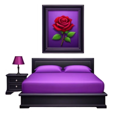 Purple and black room with a rose on it sticker