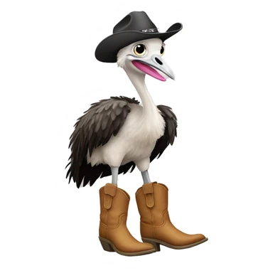 Ostrich in cowboy boots sticker