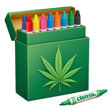 a box of crayola permanent markers with cannabis leaf sticker