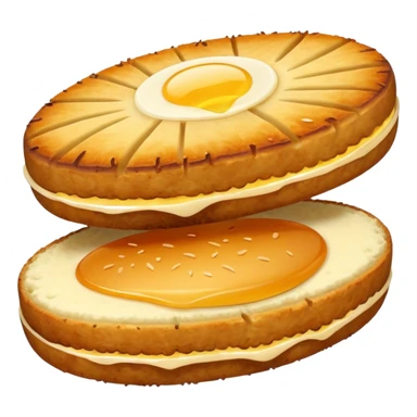 oval potato cutlet, sliced open to show fluffy inside, emoji style sticker