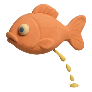 claymation style fish peeing with pastel colors sticker
