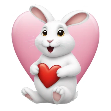white rabbit hold heart sticker