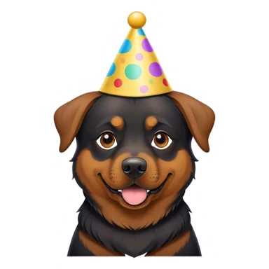 A Rottweiler/German Shepherd mix wearing a party hat. sticker