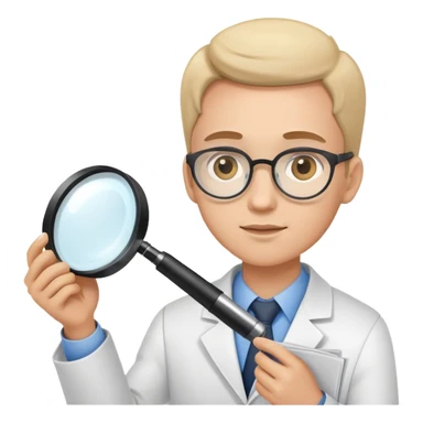 researcher with magnifying glass examining documents sticker