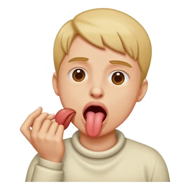 person choking them self with tongue out funny sticker
