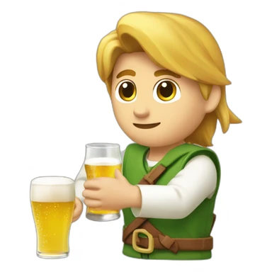 Link qui boit une bière à côté de zeld sticker