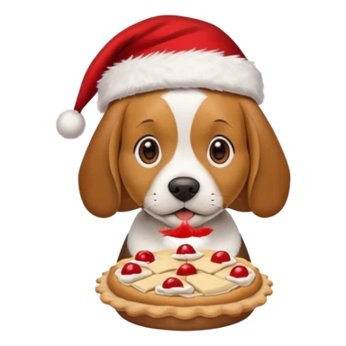 beagle in the santa hat eating a pie sticker