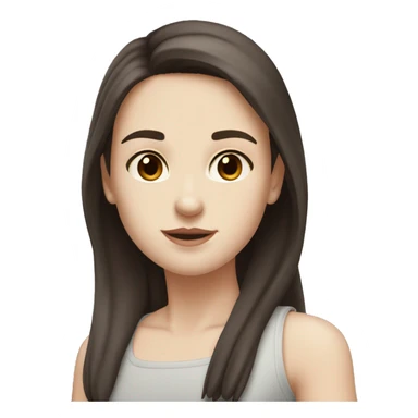 very dark brown haired and very dark brown eyed straight haired pale skinned girl sticker