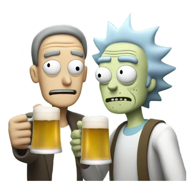 rick and morty doing beer toast sticker