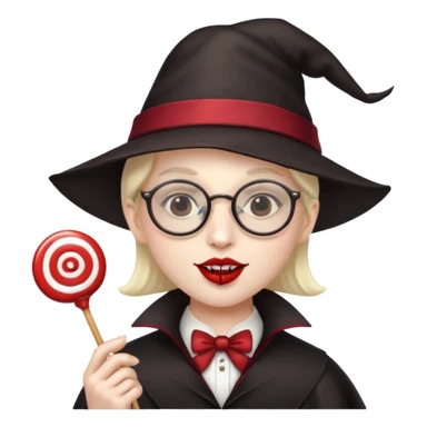 Vampire with lollipop, hat and glasses sticker