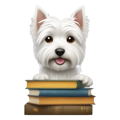 west highland white terrier with books sticker