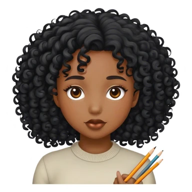 curly black  girl drawing sticker
