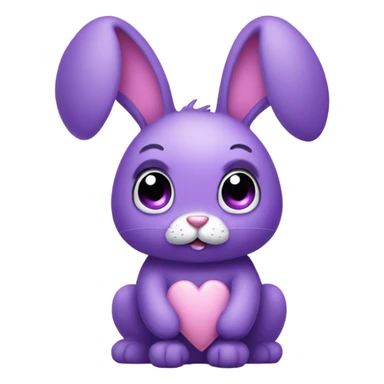fluffy purple bunny with heart eyes sticker