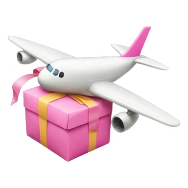 airplane with a parcel with a pink bow  sticker