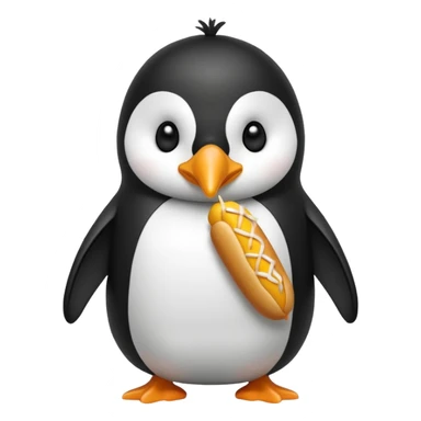 Penguin eating corn dog sticker