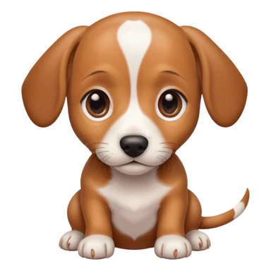 Dachshund beagle chihuahua mix puppy that’s mostly white with brown and dark brown patches and a birth mark on his nose sticker