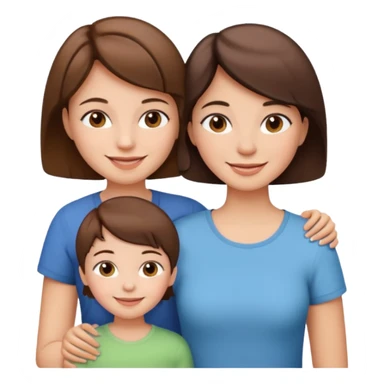 Brown family two girls and a mom short brown hair sticker