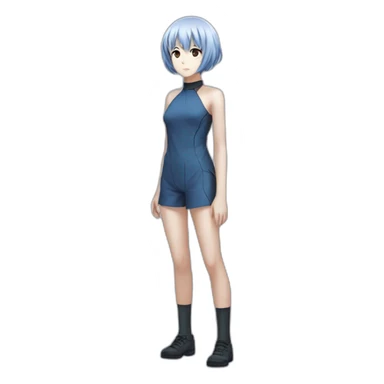 rei ayanami nue, full body, short hair, teen sticker