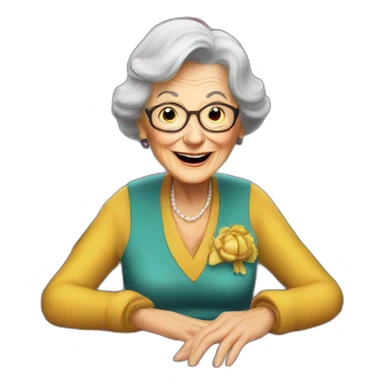 Old lady winning on a slot machine sticker