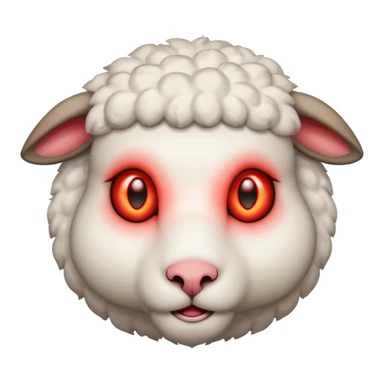 Evil lamb with glowing red eyes staring at you sticker