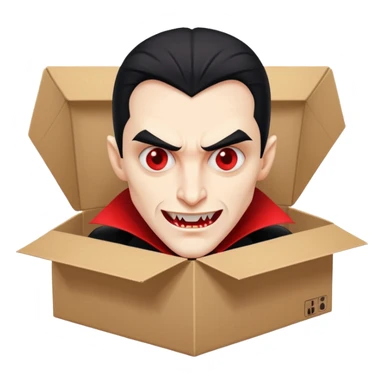 dracula, fang, with carton box sticker