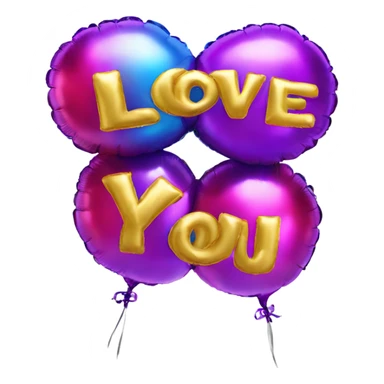 A foil balloon in the shape of letters saying I love you sticker