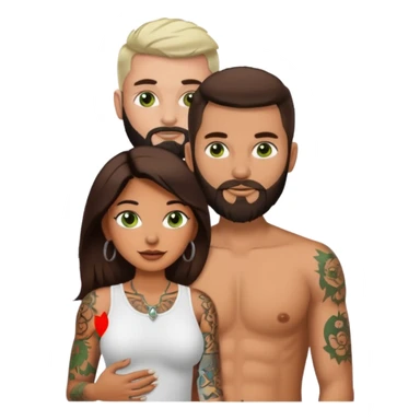 Brown eyed Latina woman with pierced nipples and tattoos having sex white a white man with green eyes and a beard  sticker
