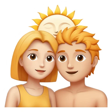 two people greeting each other with good morning and good night, sun and moon icons, simple and expressive sticker